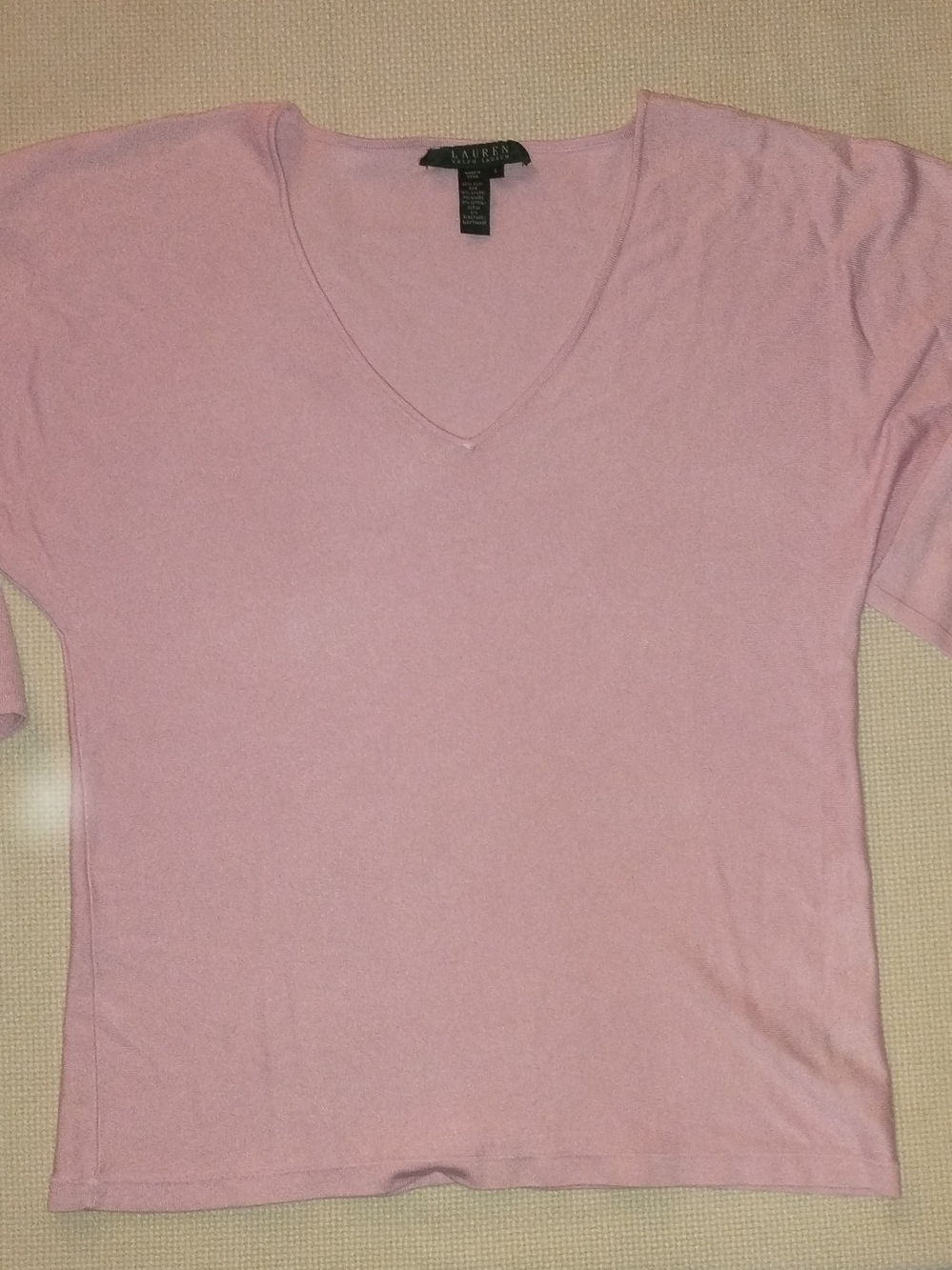 Lauren Ralph Lauren Women's Size L Pink V-Neck Sweater